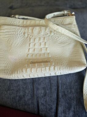 Brahmin Croc-Embossed Light Green Shoulder Bag